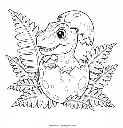 Baby Dinosaur Hatching From Egg Coloring Page