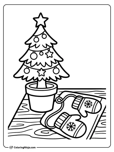 Little Tabletop Christmas Tree Coloring Page