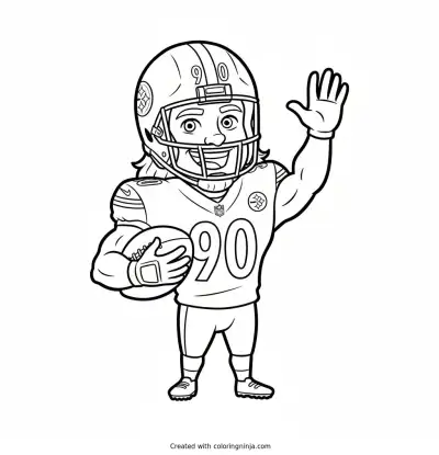 T.J. Watt Friendly Cartoon Star Coloring Page