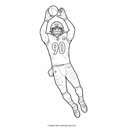 T.J. Watt Batted Pass Leap Coloring Page