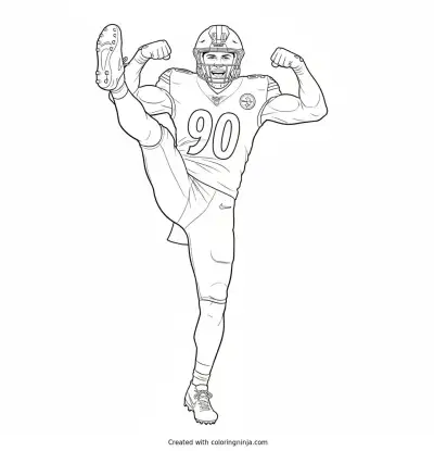 T.J. Watt Flex Celebration Pose Coloring Page