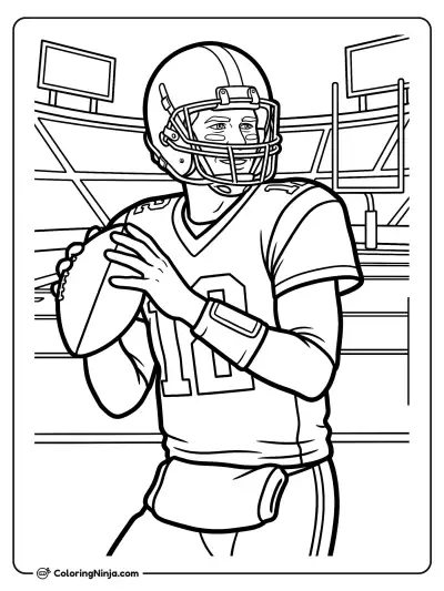 Tom Brady Preparing to Pass Coloring Page