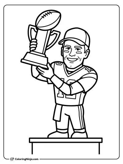 Tom Brady Victory Trophy Celebration Coloring Page