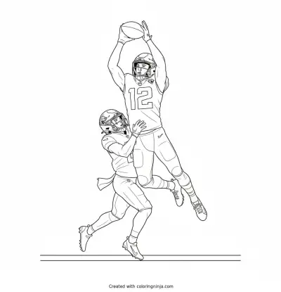 Travis Hunter Leaping Endzone Catch Coloring Page
