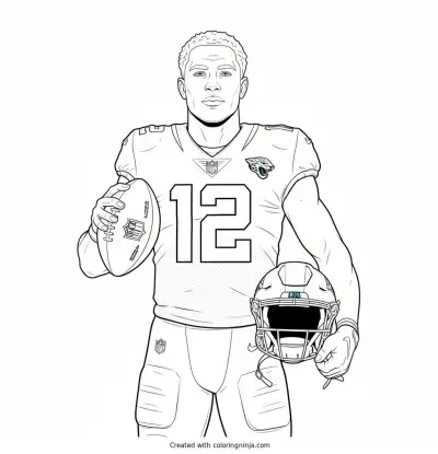 Travis Hunter Heroic Player Portrait Coloring Page