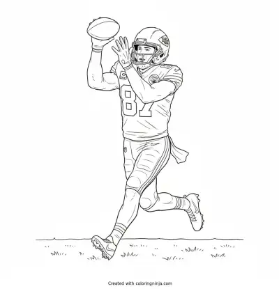 Travis Kelce Big Catch Coloring Page