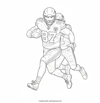 Travis Kelce Power Run Coloring Page