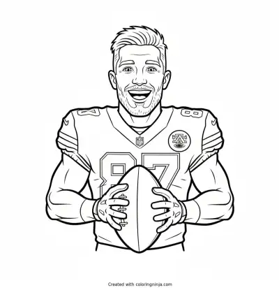 Travis Kelce Cartoon Hero Coloring Page