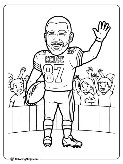 Travis Kelce Friendly Football Mascot Coloring Page