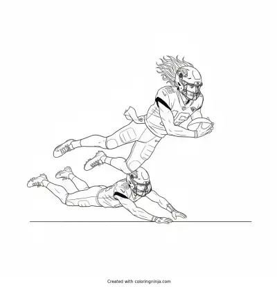 Trevor Lawrence Touchdown Dive Coloring Page