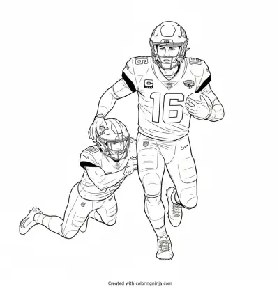 Trevor Lawrence Scrambling Away Coloring Page