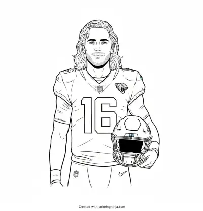 Trevor Lawrence Cartoon Portrait Coloring Page