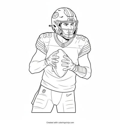 A coloring page of tucker Kraft green Bay packers