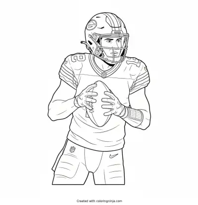 A coloring page of tucker Kraft green Bay packers