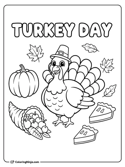 A Silly Thanksgiving Turkey Coloring Page