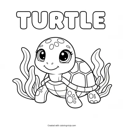 A Turtle with Sparkly Eyes Coloring Page