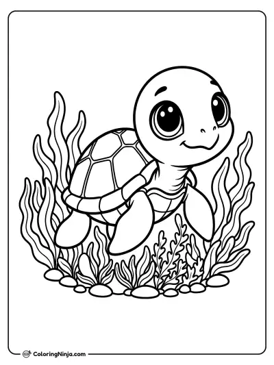 Una tortuga entre algas marinas