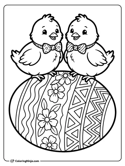 Chicks on a Giant Egg Coloring Page