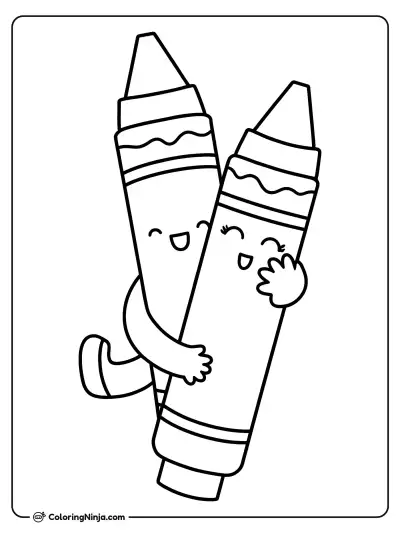 Dos crayones dándose un abrazo