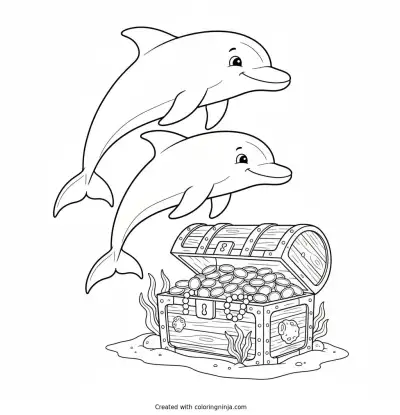 Underwater Treasure Hunters Coloring Page