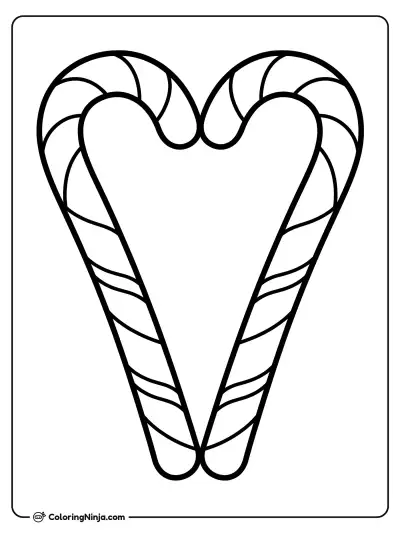Sweet Candy Cane Heart Coloring Page