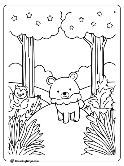 Osito en el bosque encantado