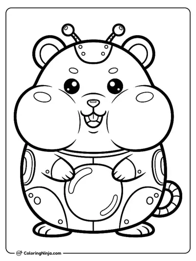 Cute Kawaii Robot Hamster Coloring Page