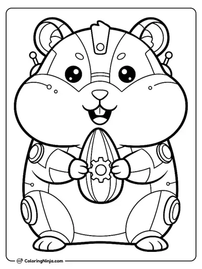Cute Kawaii Robot Hamster Coloring Page