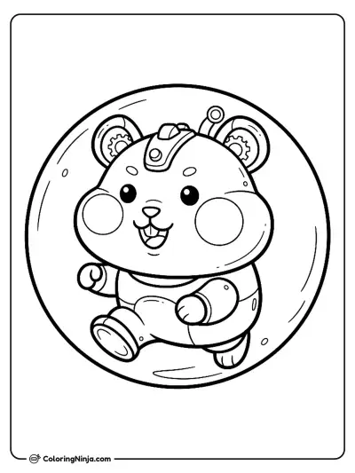 Kawaii Robot Hamster Coloring Page