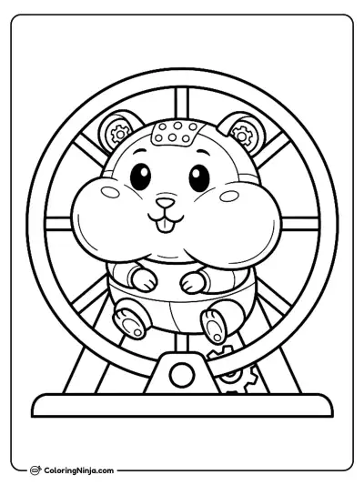 Cute Kawaii Robot Hamster Coloring Page
