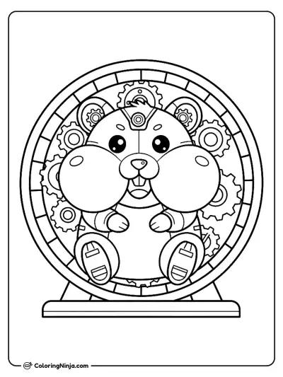 Cute Kawaii Robot Hamster Coloring Page