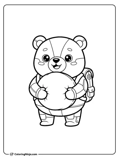 Cute Kawaii Robot Bear Coloring Page