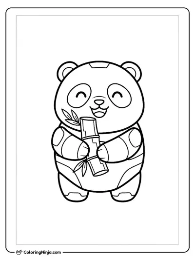 Cute Kawaii Robot Panda Coloring Page