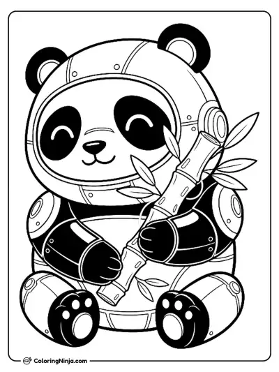 Cute Kawaii Robot Panda Coloring Page