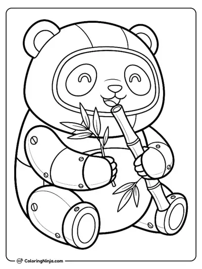Cute Kawaii Robot Panda Coloring Page