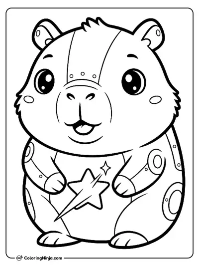 Adorable Kawaii Robot Capybara Coloring Page