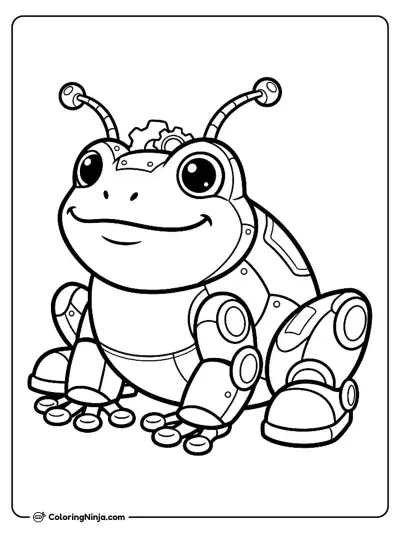 Cute Kawaii Robot Frog Coloring Page - Coloring Ninja