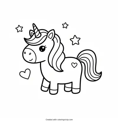 A coloring page of unicorn
