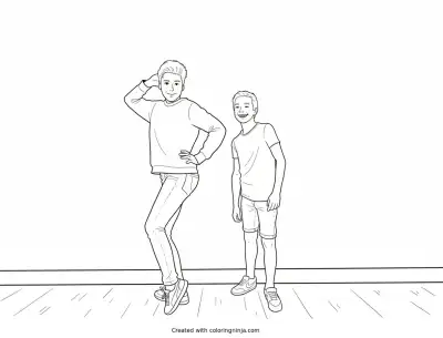 A coloring page of Upside Down Boys on the Ceiling