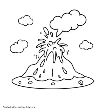 A coloring page of vinegar and baking soda makes volcano