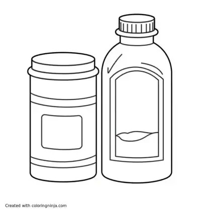 A coloring page of vinegar and baking soda