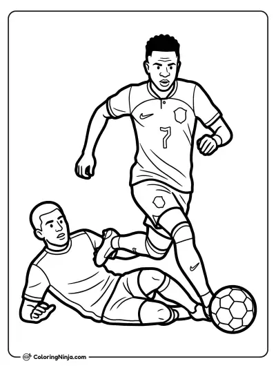 Vinicius Junior Dribbling Past Defender Coloring Page