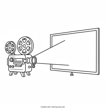 Classic Movie Screen Projector Coloring Page