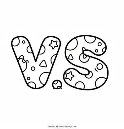 A coloring page of V.S in cool looking letters