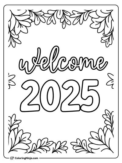 Welcome 2025 Coloring Page