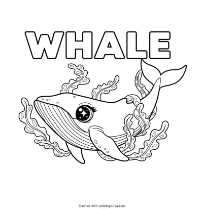 A Whale with Big Sparkly Eyes Coloring Page