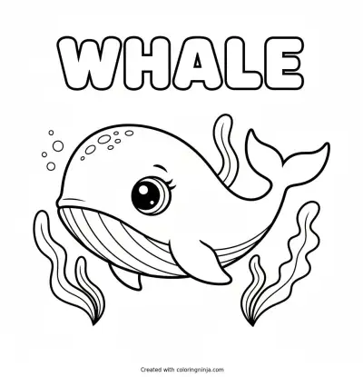 A Whale with Sparkly Eyes Coloring Page