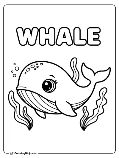 A Whale with Sparkly Eyes Coloring Page