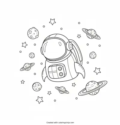 Journey Through Space Coloring Page