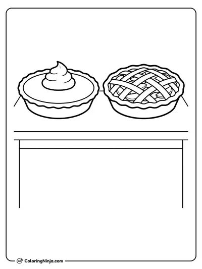 Fresh Baked Holiday Pies Coloring Page